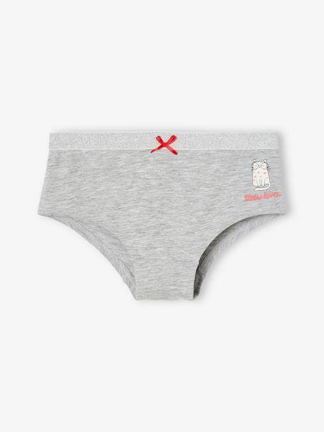 Pack de 3 shorties «Gatos» para niña gris jaspeado 