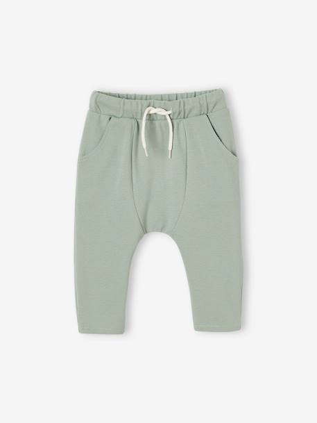 Pantalón de punto piqué para bebé marrón+verde agua 