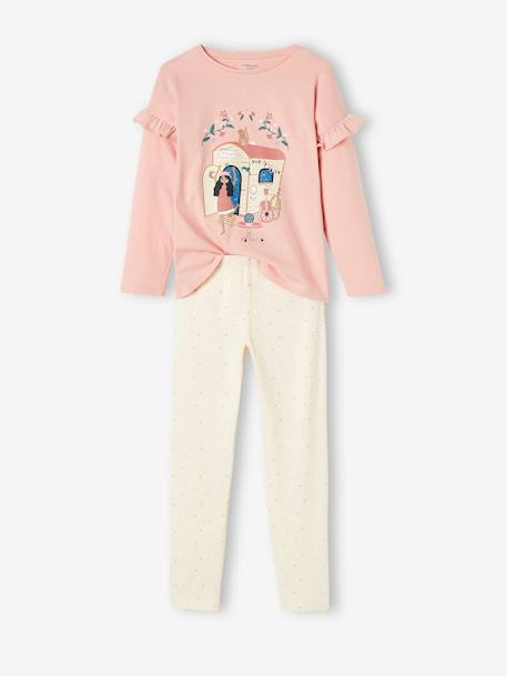 Lote pijama + pijama corto de estilo bohemio para niña rosa viejo 