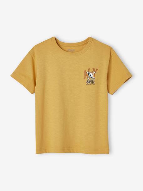 Camiseta con motivo gigante detrás para niño gris+mostaza 