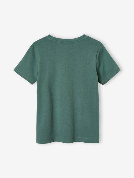 Camiseta animal de algodón orgánico para niño verde sauce 