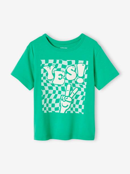 Camiseta con motivo gigante y detalles de tinta con relieve para niño azul azur+verde 