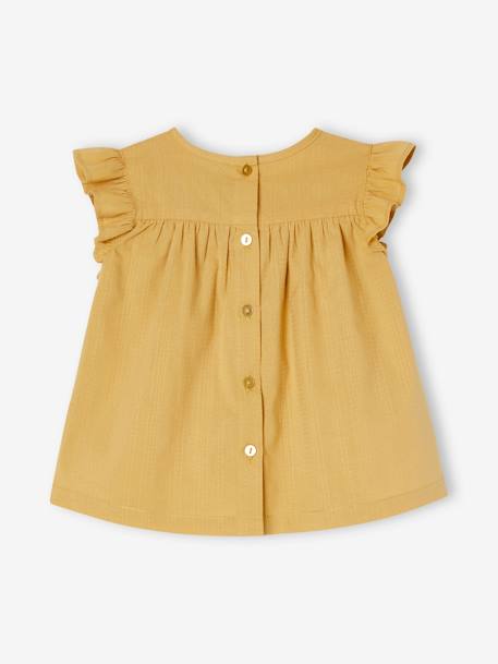 Blusa con volantes para bebé amarillo pálido 