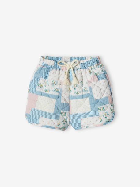 Short acolchado con efecto patchwork para bebé blanco 