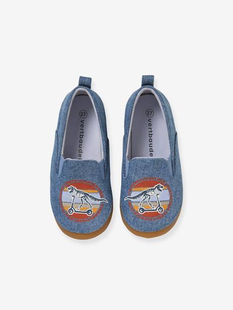 Zapatillas de casa infantiles elásticas de lona azul 