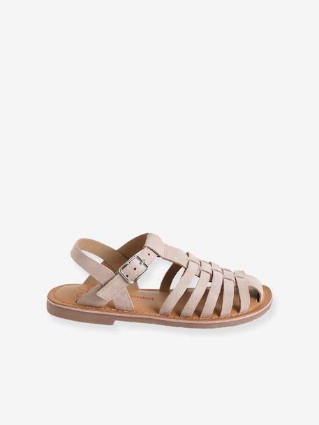 Sandalias de piel para niña beige arena 