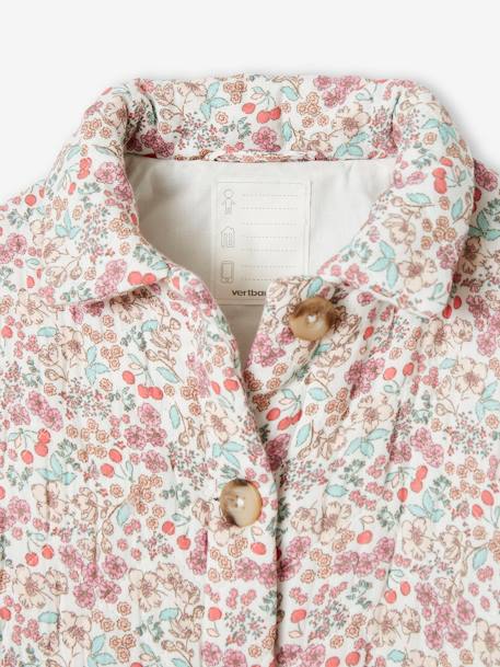 Chaqueta acolchada con estampado de flores para niña crudo 