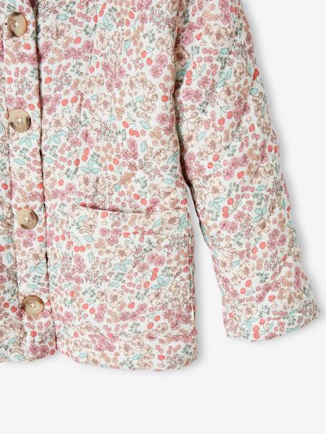 Chaqueta acolchada con estampado de flores para niña crudo 