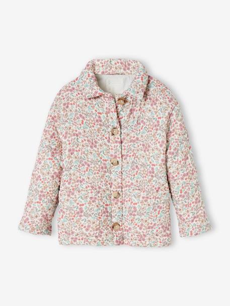 Chaqueta acolchada con estampado de flores para niña crudo 