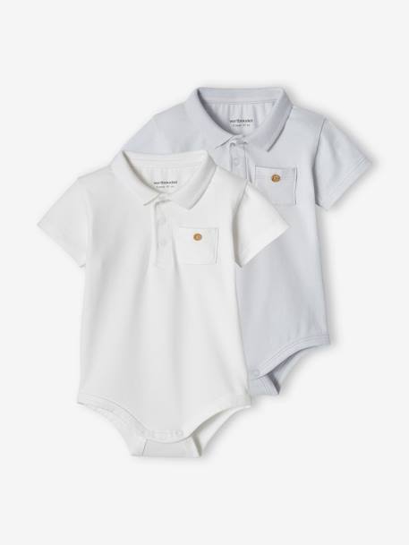OEKO-TEX®-Bebé-Camisetas-Pack de 2 bodies para bebé recién nacido con cuello polo y bolsillo