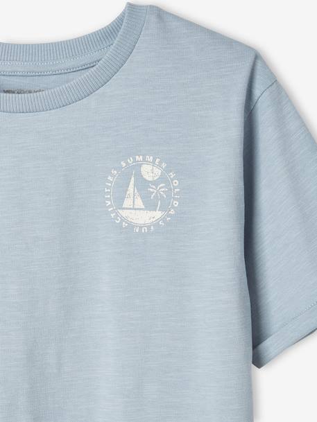 Camiseta con motivo grande de barco en la espalda para niño azul claro 