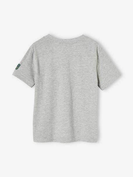 Camiseta con motivo de riñonera, efecto óptico y bolsillo con cremallera para niño gris jaspeado 