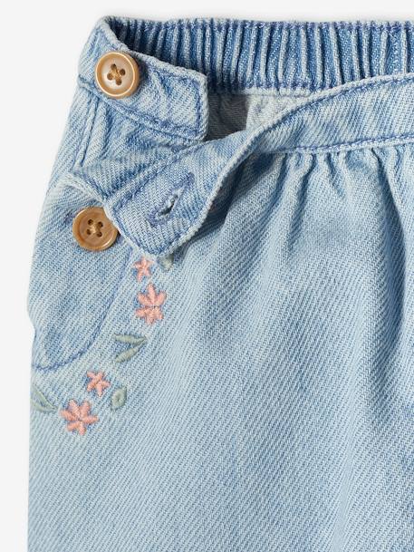 Pantalón árabe de denim con bordado para bebé capuchino+denim bleached 