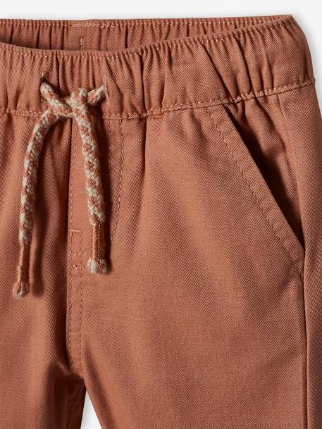 Pantalón de tela con cintura elástica, para bebé niño azul claro+nuez de pacana 