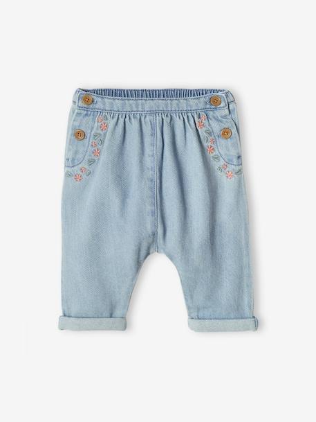 Pantalón árabe de denim con bordado para bebé capuchino+denim bleached 