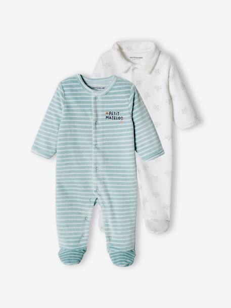 OEKO-TEX®-Bebé-Pijamas-Pack de 2 peleles «Barco» de terciopelo para bebé