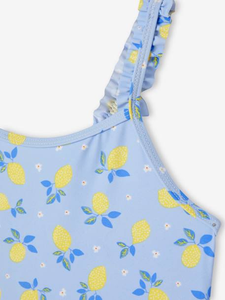 Bañador con estampado de limones para niña azul claro 