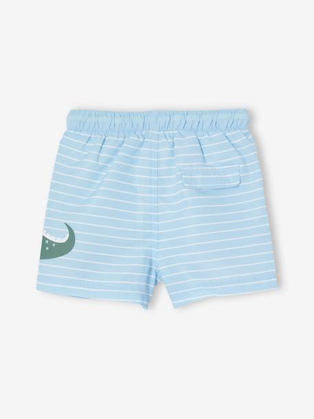 Bañador short con estampado de cocodrilo para bebé niño rayas azul 