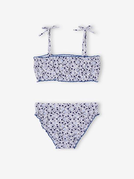 Bikini con estampado de flores para niña azul 