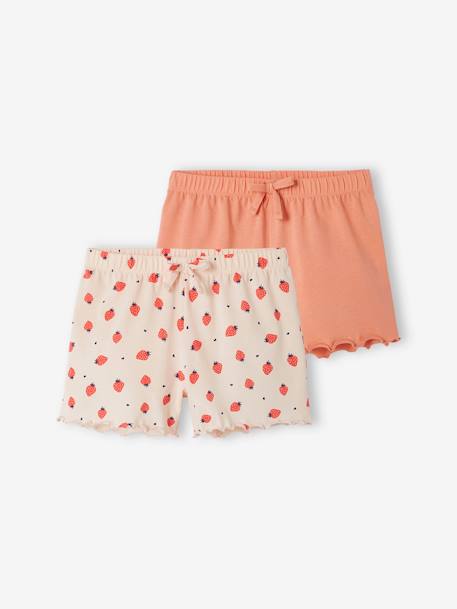 Pack de 2 shorts de pijama para niña rosa 