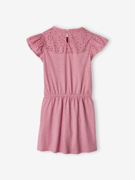 Vestido para niña con detalles de bordado inglés malva+ROSA OSCURO LISO+rosa rosa pálido+verde agua 