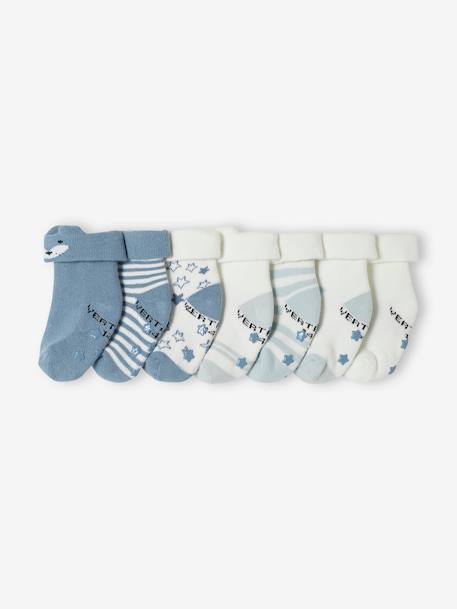 Pack de 7 pares de calcetines «estrellas y zorros» para bebé azul 