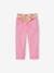 Pantalón pesquero «paperbag» con cinturón de flores para niña rosa 