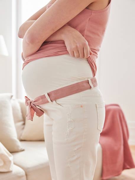 Pantalón estilo «mom» con banda sin costuras para embarazo crudo 