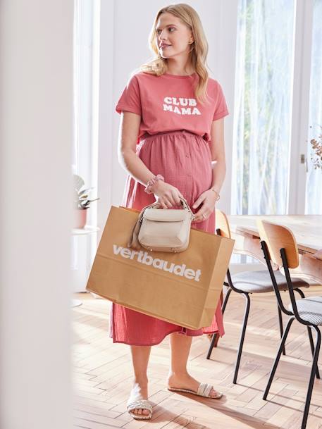Camiseta personalizable, con mensaje de algodón orgánico, para embarazo gris oscuro+rosa viejo 