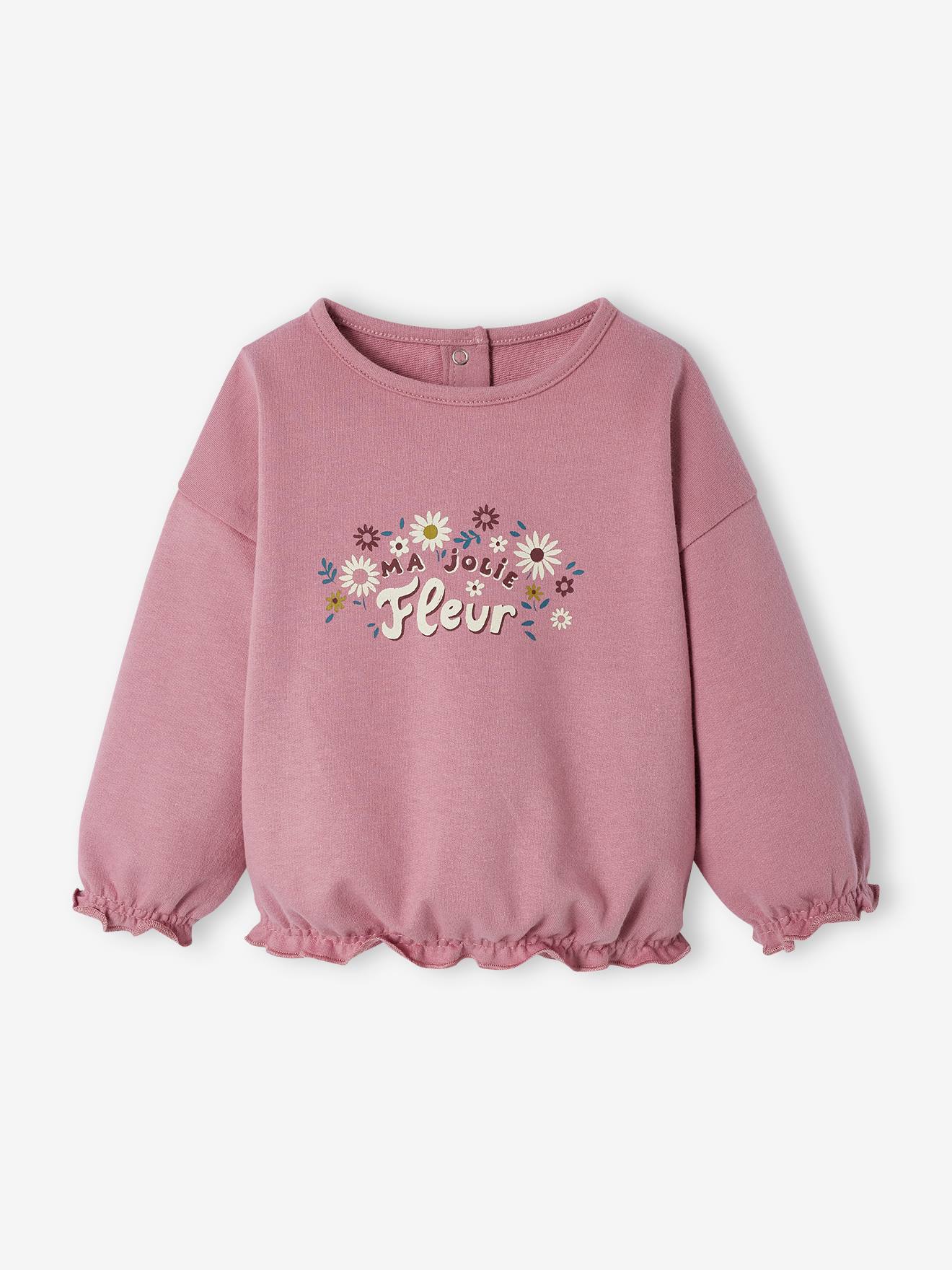 Sudadera estampada para beb malva Vertbaudet