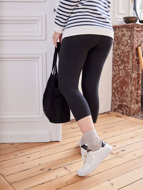 Leggings cortos de punto stretch para embarazo negro 