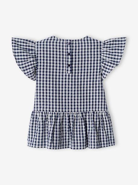 Blusa a cuadros vichy con volantes para niña cuadros azul marino 