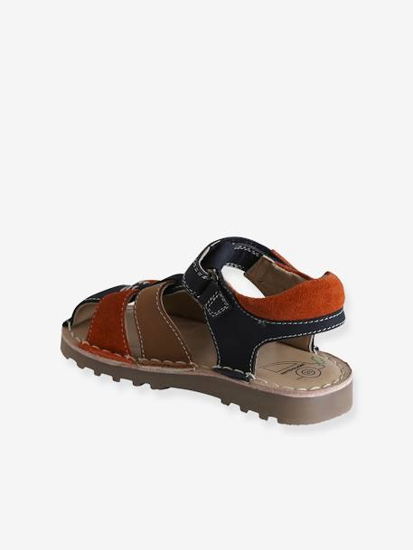 Sandalias infantiles de piel con cierre autoadherente de la colección de maternidad azul marino+beige+lote azul 