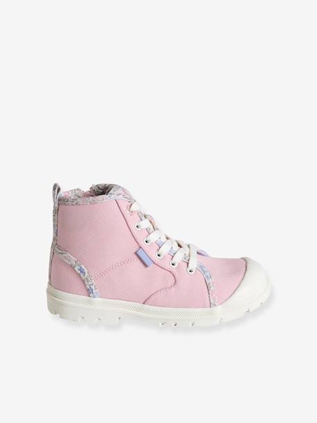 Zapatillas deportivas infantiles de caña alta con cordones y cremallera rosa 