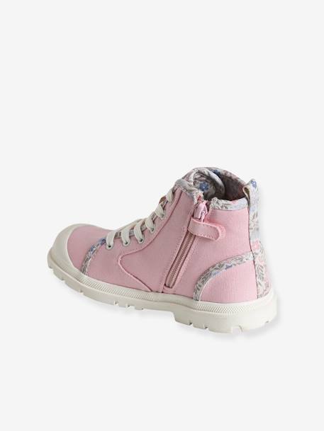 Zapatillas deportivas infantiles de caña alta con cordones y cremallera rosa 