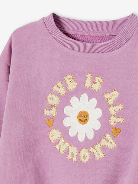 Sudadera con flor y dibujo de rizo para niña malva 