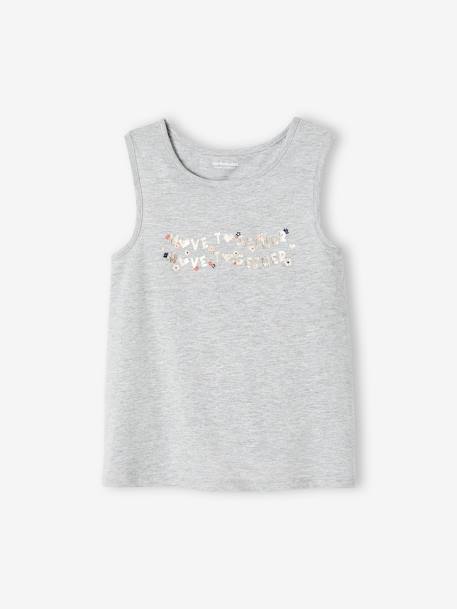 Camiseta sin mangas deportiva, para niña gris jaspeado 