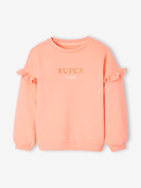 Sudadera con volantes personalizable para niña melocotón+óxido+rosa viejo 