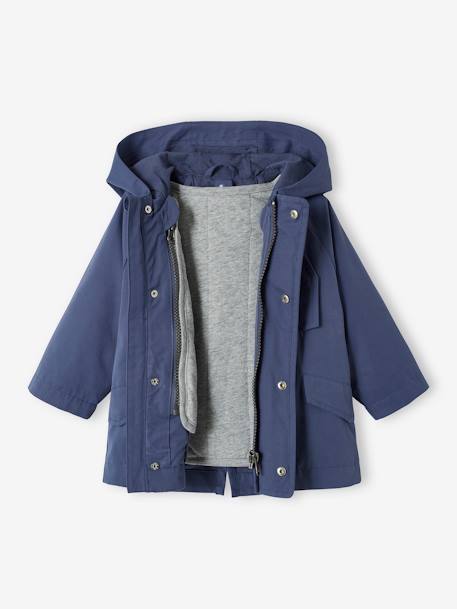 Parka 3 en 1 con cazadora desmontable de felpa para bebé azul pizarra 