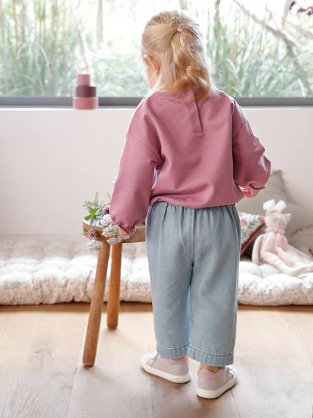 Pantalón ancho con puente de denim para bebé doble stone 