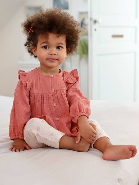 Pantalón de gasa de algodón para bebé azul grisáceo+crudo+rosa rosa pálido+rosa viejo 