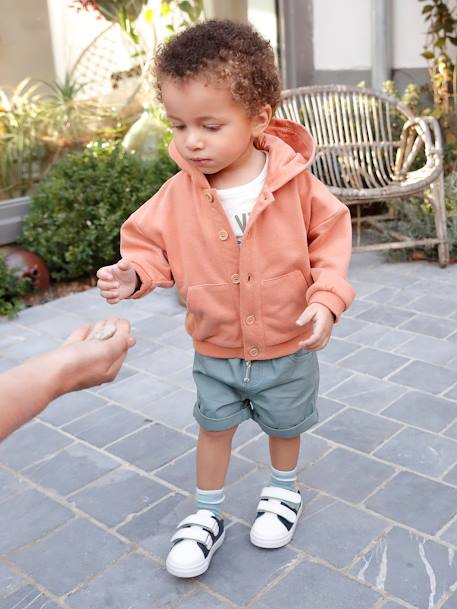 Short de sarga con cintura elástica para bebé niño beige+GRIS OSCURO LISO+MARRON MEDIO LISO 