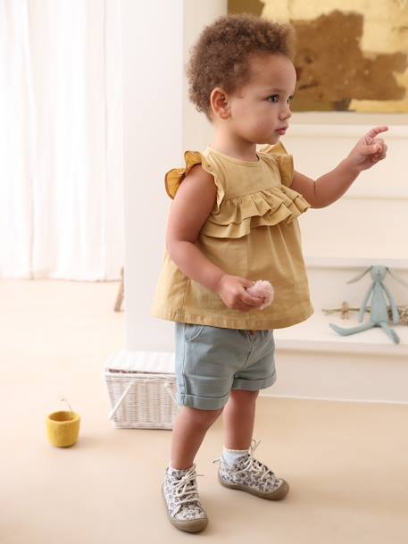 Blusa con volantes para bebé amarillo pálido 