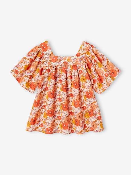 Blusa de manga «mariposa» con estampado de flores para niña nude 