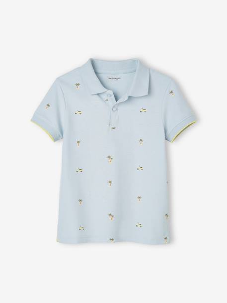 Polo de punto piqué con estampado para niño azul estampado+crudo 