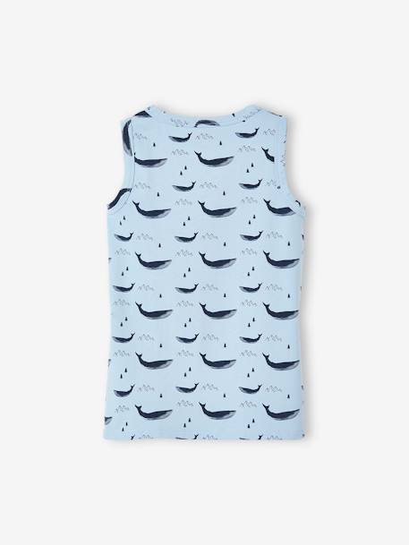 Pack de 3 camisetas de tirantes «Ballenas» para niño azul claro 