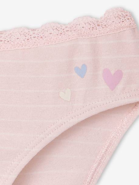 Pack de 5 braguitas para niña «Corazones» lila 