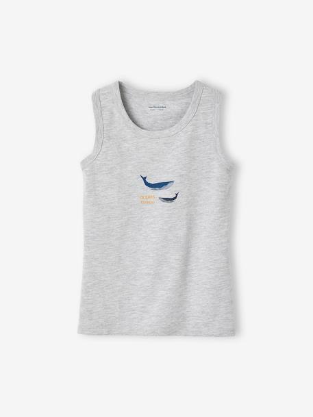 Pack de 3 camisetas de tirantes «Ballenas» para niño azul claro 