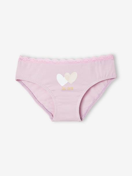 Pack de 5 braguitas para niña «Corazones» lila 