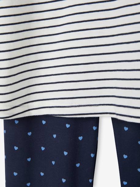 Camisón marinero «Musa» + leggings con estampado de corazones azul marino 